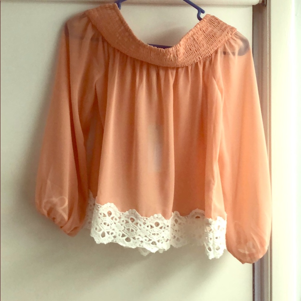 Cute off the shoulder sheer top